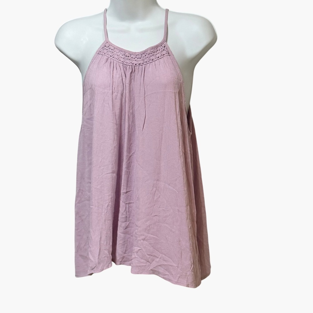 Hippie Rose Womens Lilac Crochet Lace High Neck Cami Tank Top Large HF4W11665